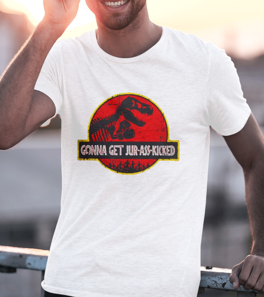 Gonna Get Jur-Ass-Kicked Dinosaur Boxing Red T-Shirt