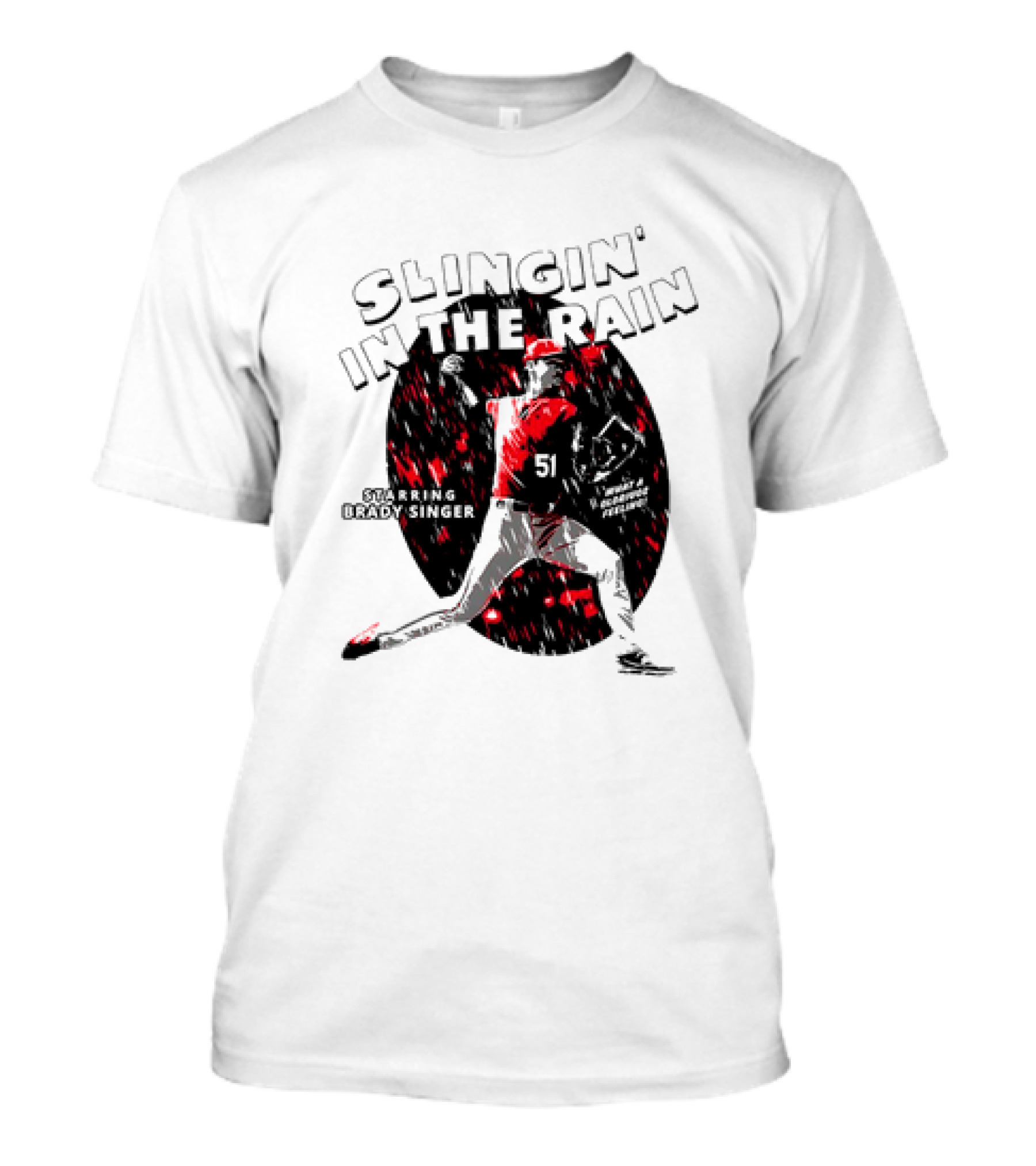 Slingin' In The Rain Starring Brady Singer Major League Royals T-Shirt