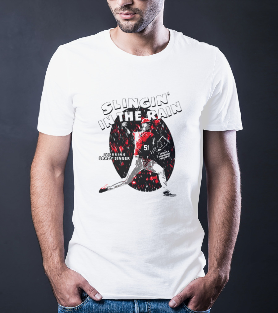 Slingin' In The Rain Starring Brady Singer Major League Royals T-Shirt