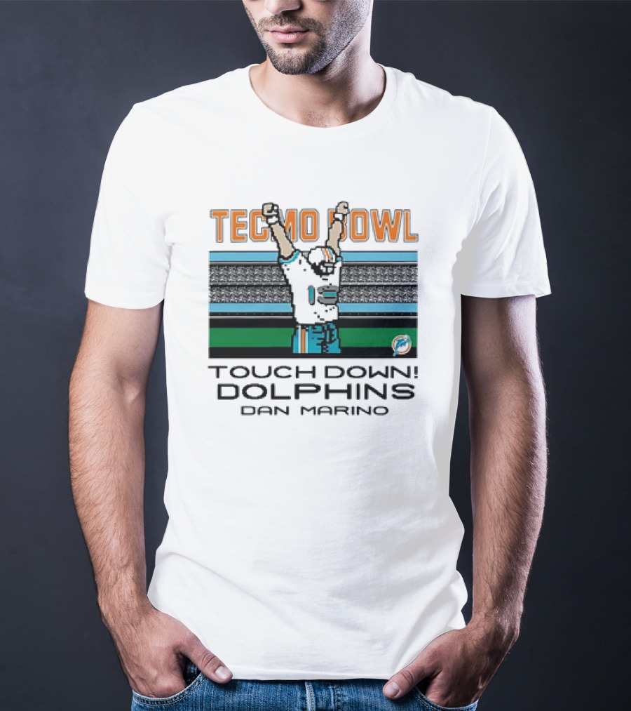 TECMO BOWL TOUCH DOWN DOLPHINS DAN MARINO VINTAGE MIAMI DOLPHINS T-Shirt