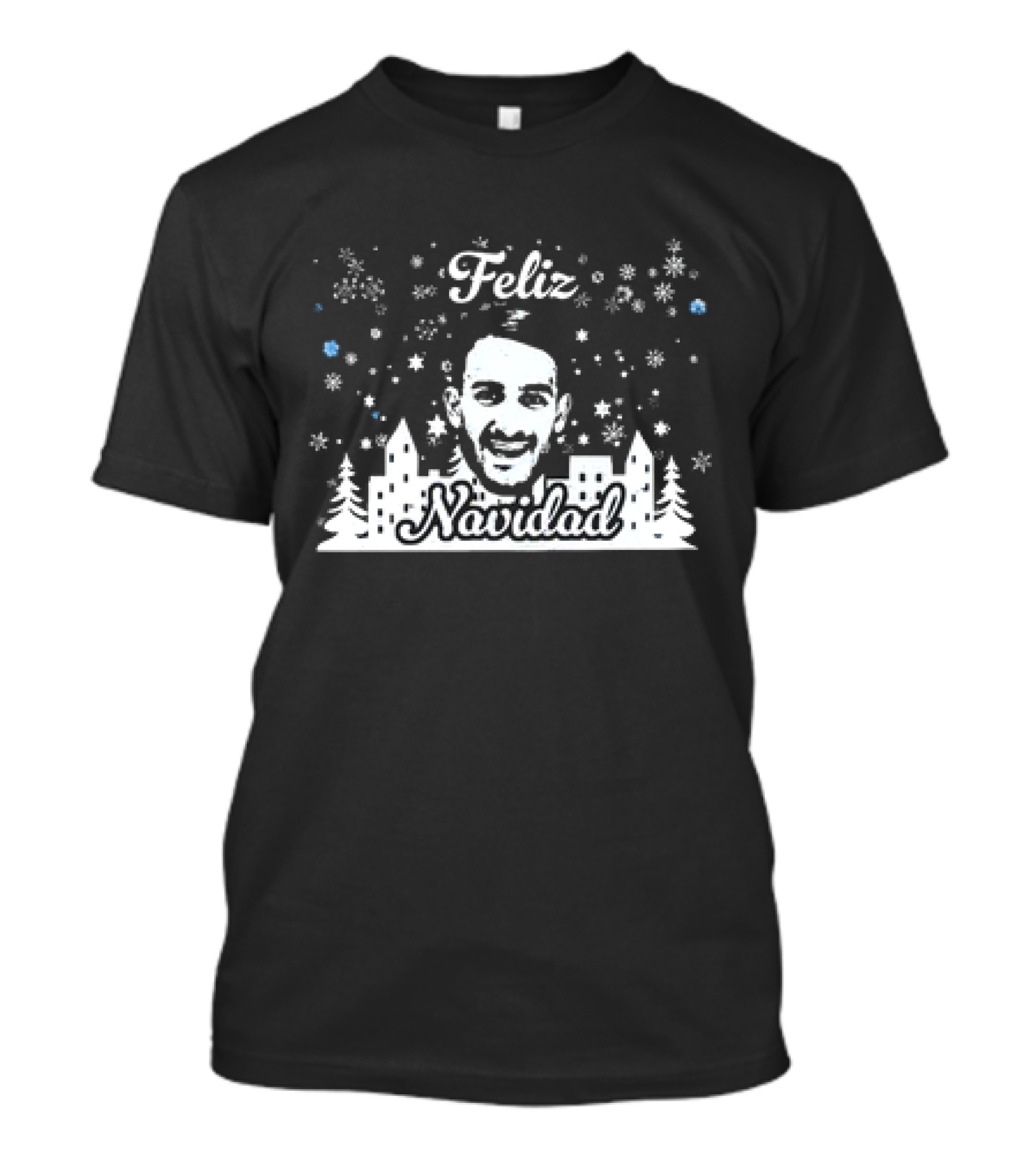 Feliz Navidad Pol Valentin Xmas Christmas Snowflakes Urban Scene T-Shirt