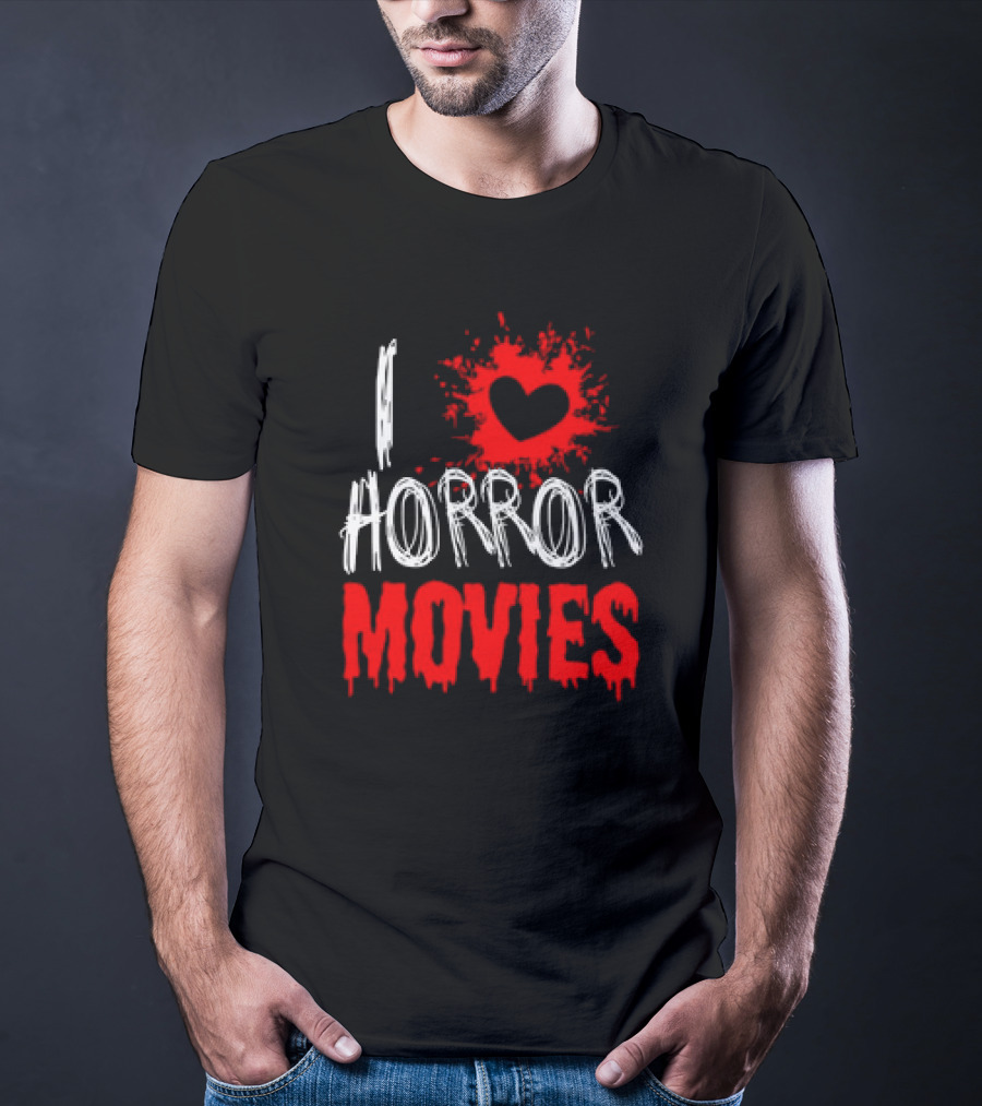 I Heart Horror Movies With Red Splatter T-Shirt