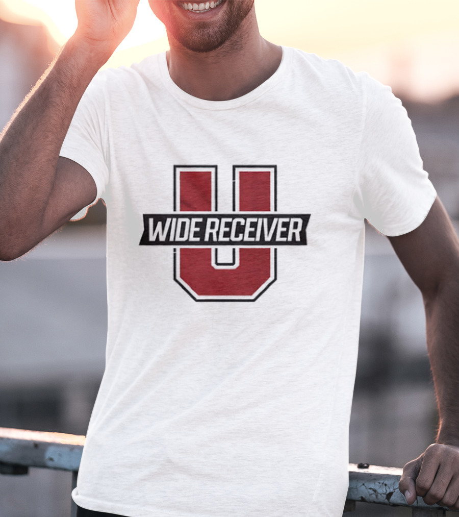 Wide Receiver U Football Inspired Logo Red And Black T-Shirt