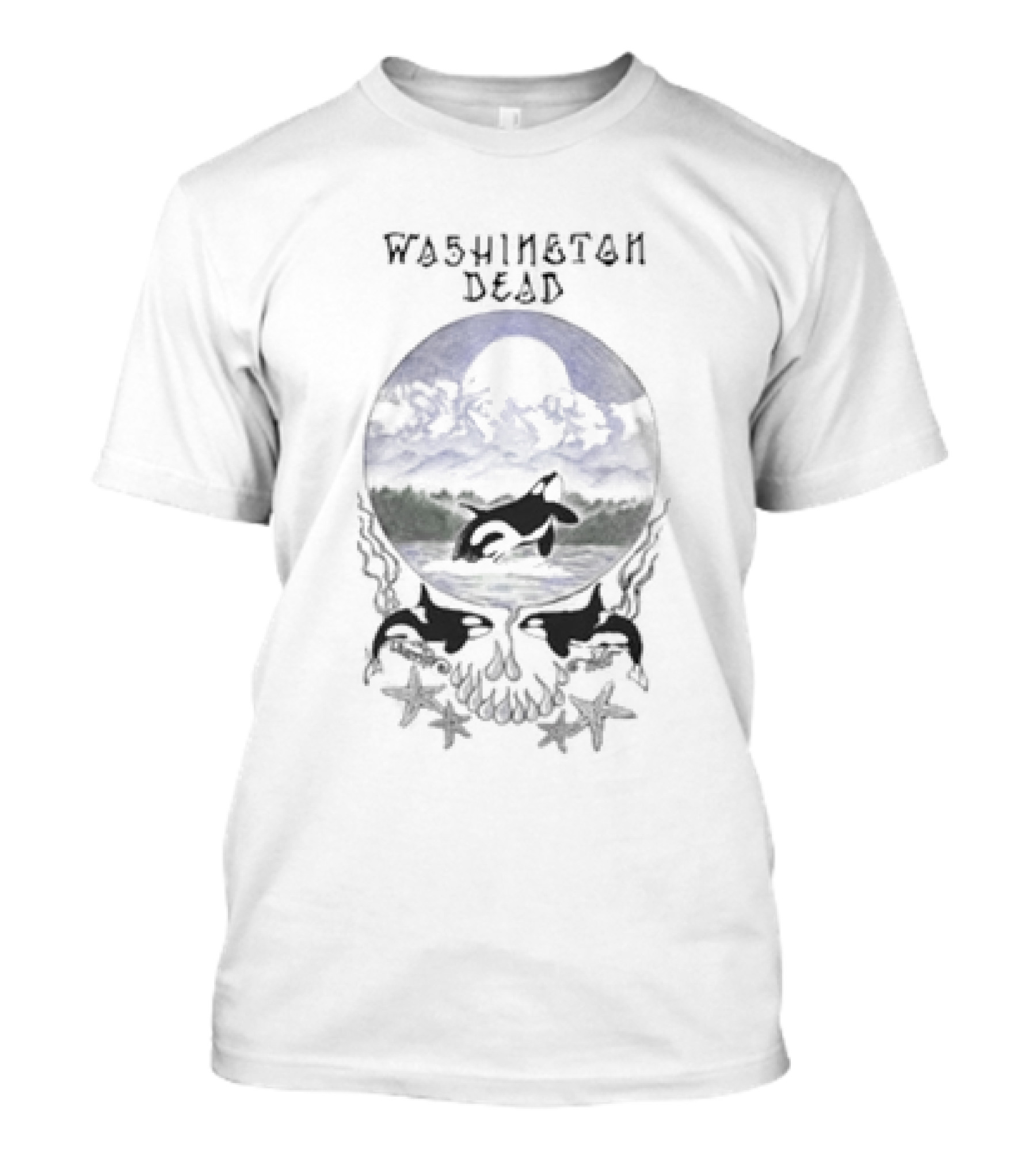Washington Dead United States Grateful Dead Store Orcas Skull Stars T-Shirt