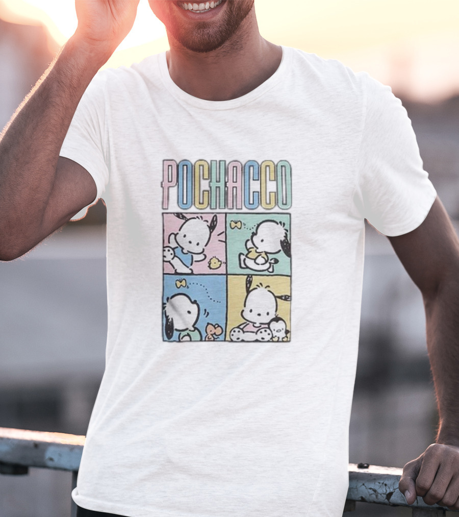 POCHACCO Pastel Grid Cute Comics Panel Series T-Shirt