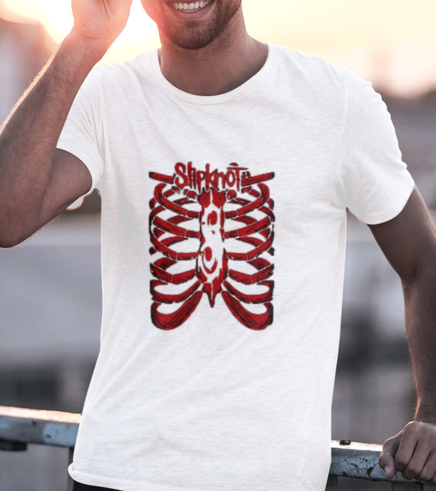 Slipknot Ribcage Skeleton Logo Red T-Shirt