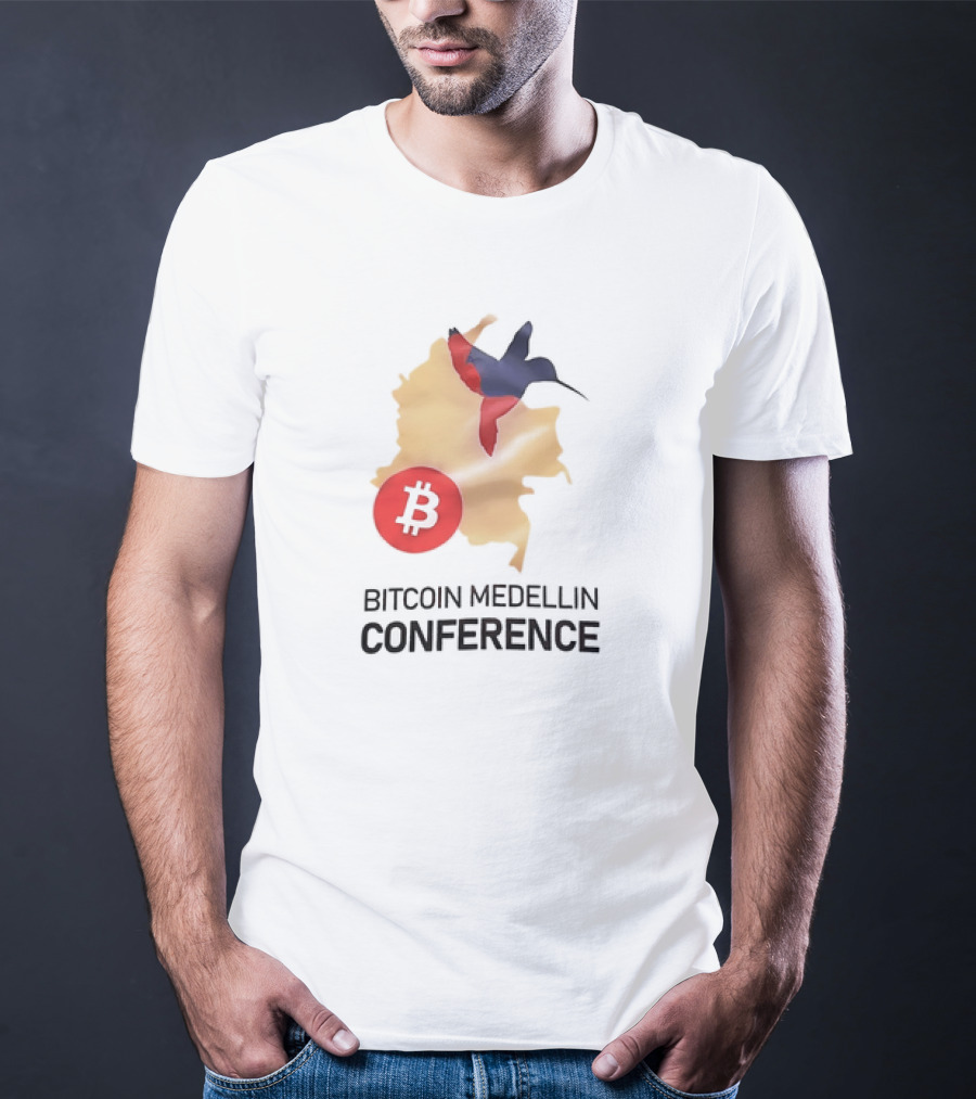 Bitcoin Medellin Conference Colombia Map Hummingbird T-Shirt