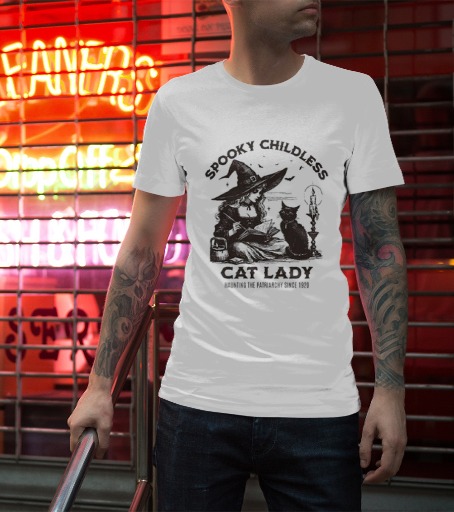 Spooky Childless Cat Lady Witch Haunting The Patriarchy Since 1920 T-Shirt