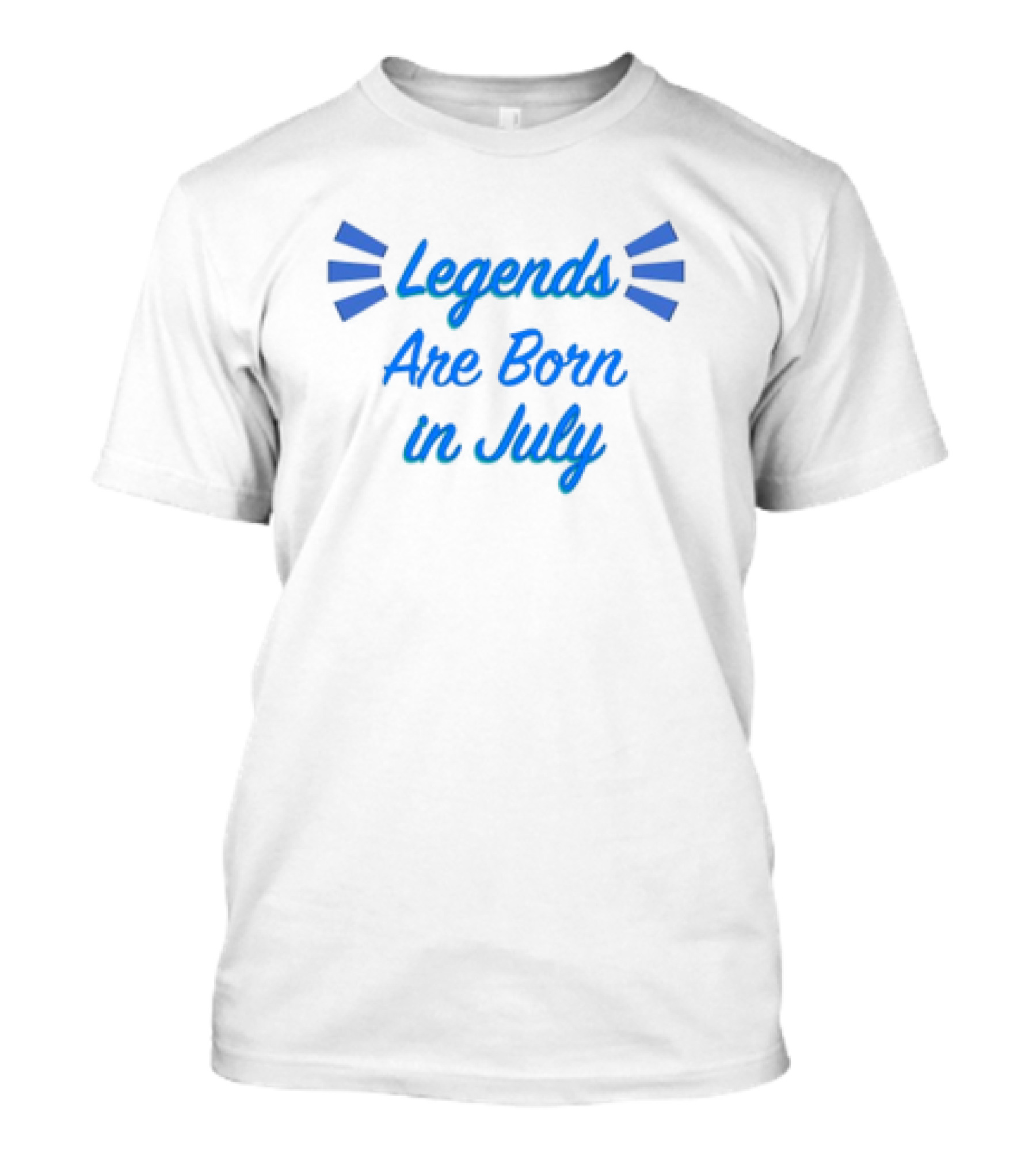 Legends Are Born In July Blue Lettering Burst T-Shirt