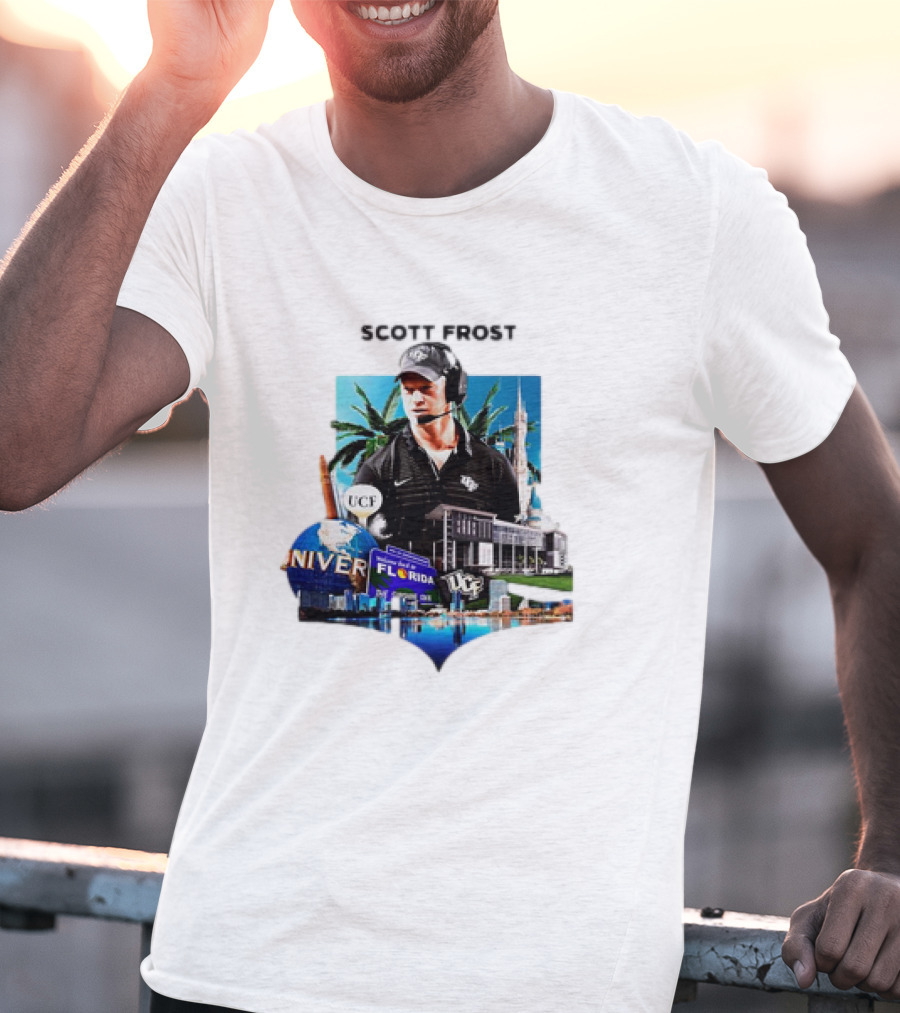 Scott Frost UCF Florida With University Campus And Palm Trees T-Shirt