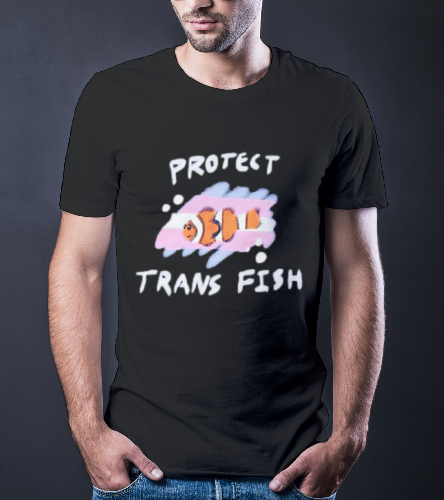 Protect Trans Fish Clownfish With Transgender Flag Colors T-Shirt