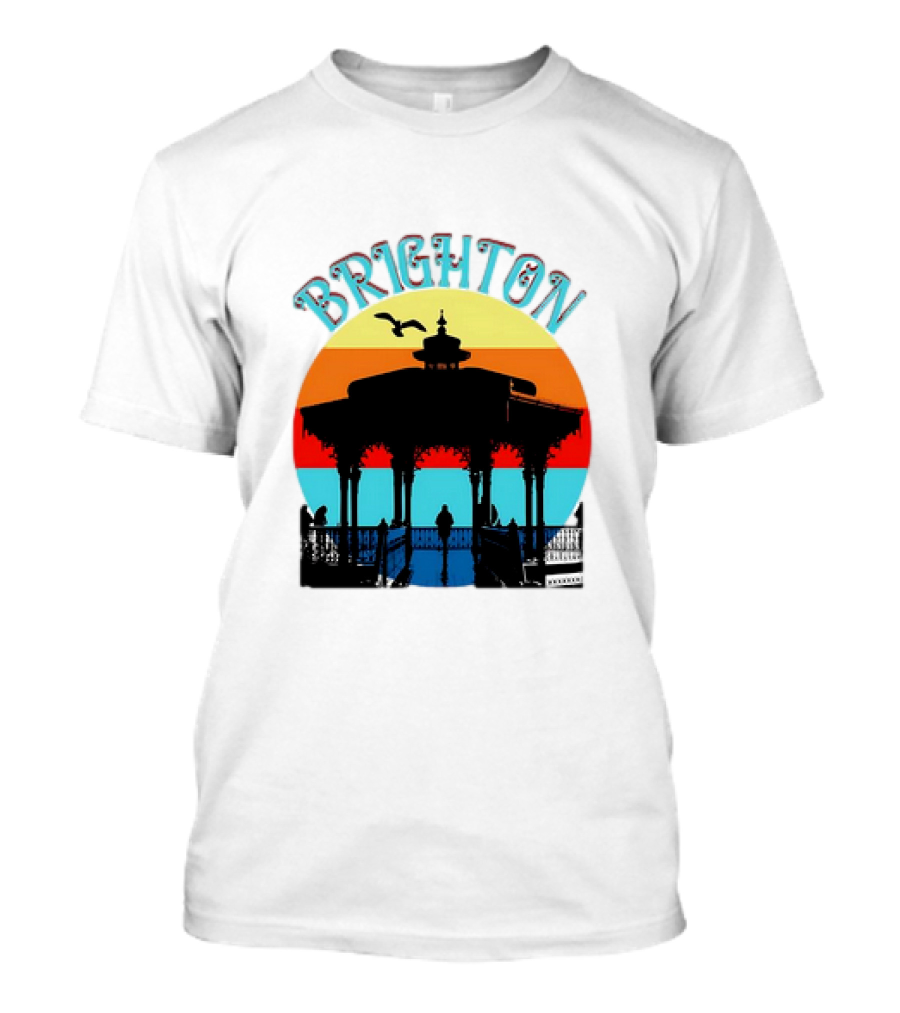 Brighton Bandstand Silhouette At Sunset With Seagulls T-Shirt