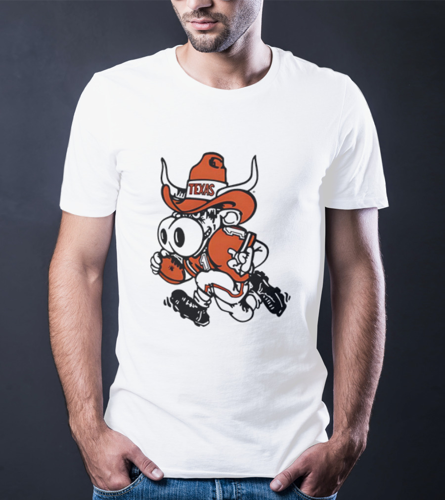 Bevo Texas Longhorn Football Mascot Running Cowboy Hat T-Shirt