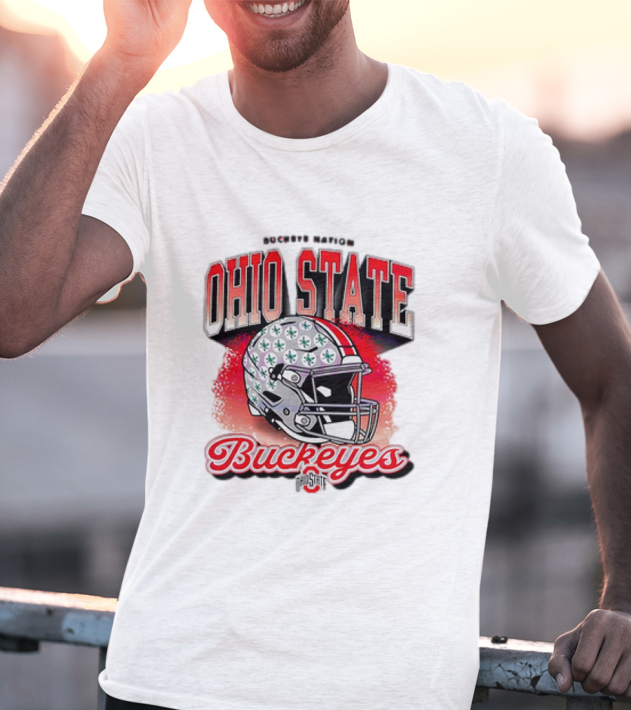 Ohio State Buckeyes Helmet Buckeye Nation Football T-Shirt