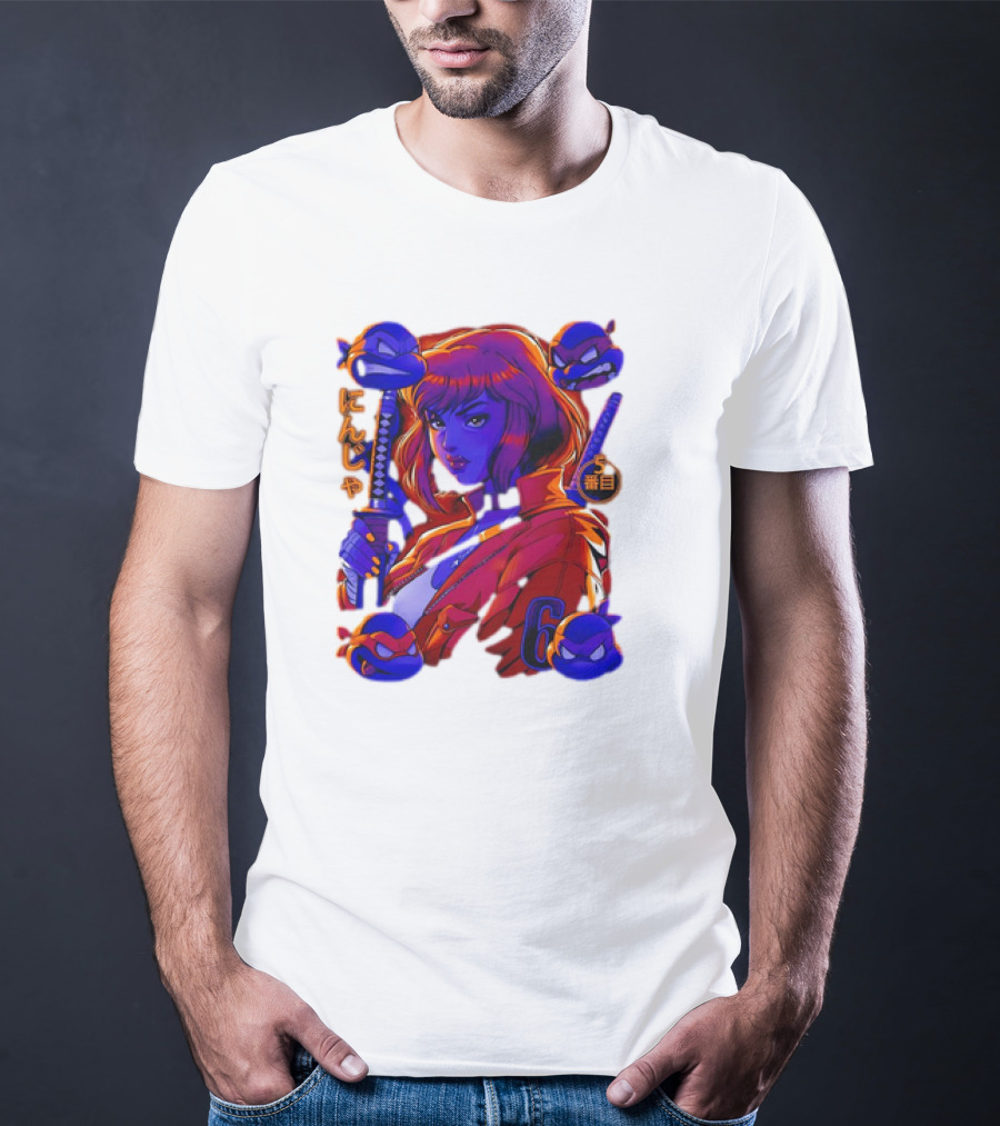 Ninja April O’Neil With Leonardo Raphael Donatello Michelangelo T-Shirt