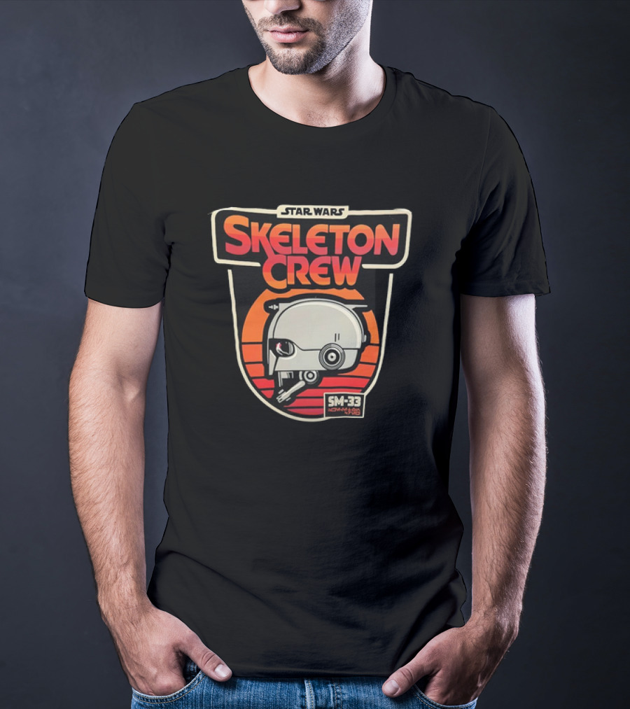 Star Wars Skeleton Crew SM-33 Johnny5g Robot Head Badge T-Shirt