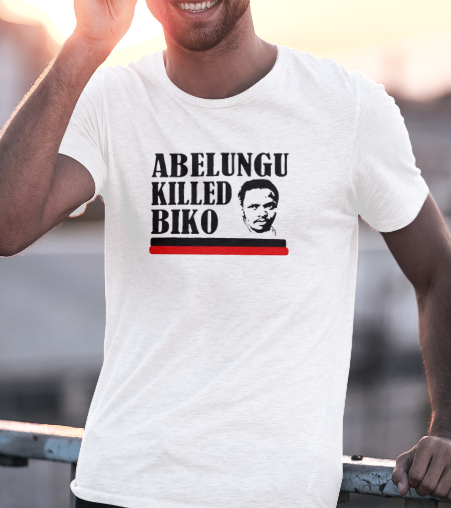 Abelungu Killed Biko Activist Portrait With Black And Red Lines T-Shirt