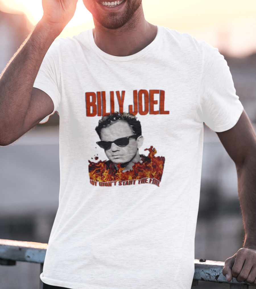 Billy Joel We Didn't Start The Fire Flames And Sunglasses T-Shirt