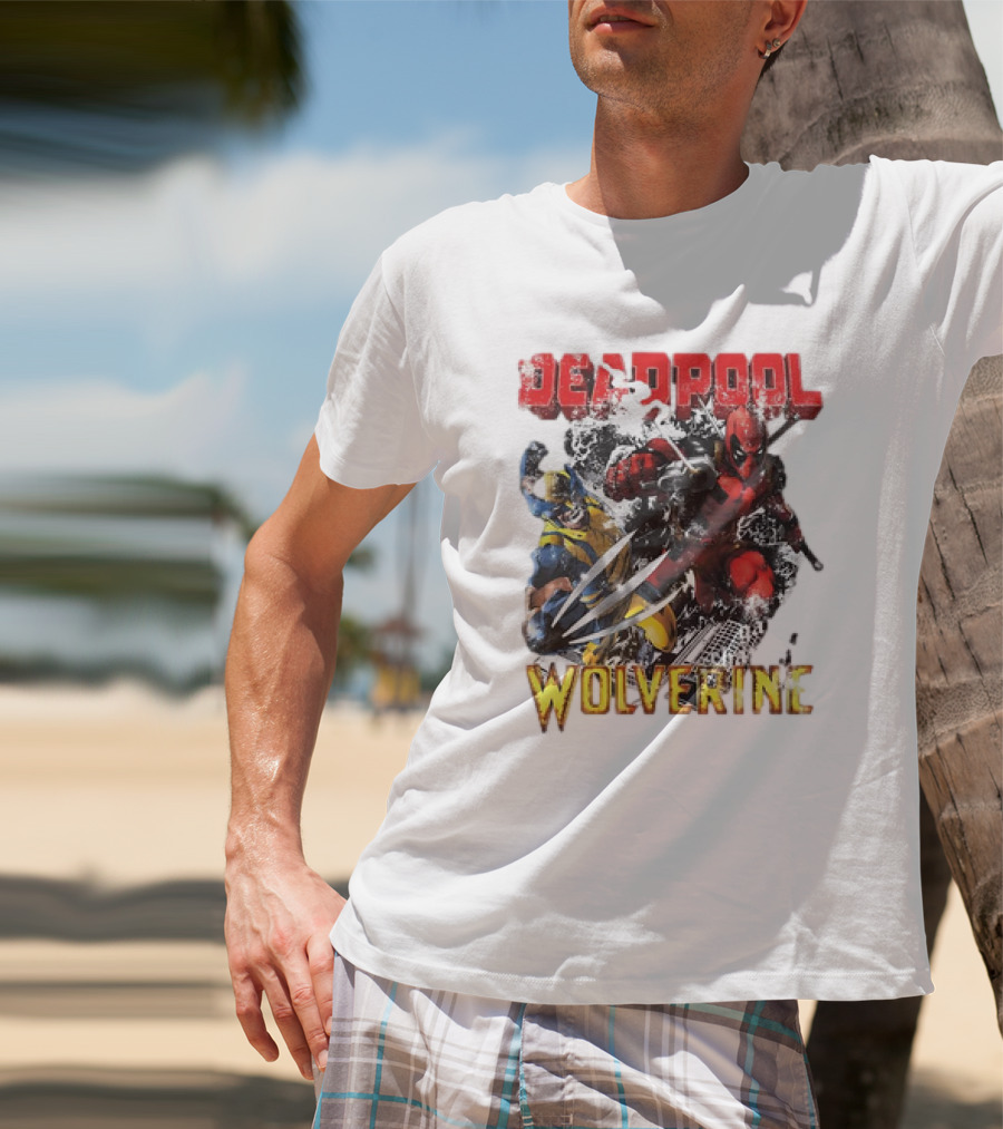 Deadpool Wolverine Cartoon Battle Clash T-Shirt