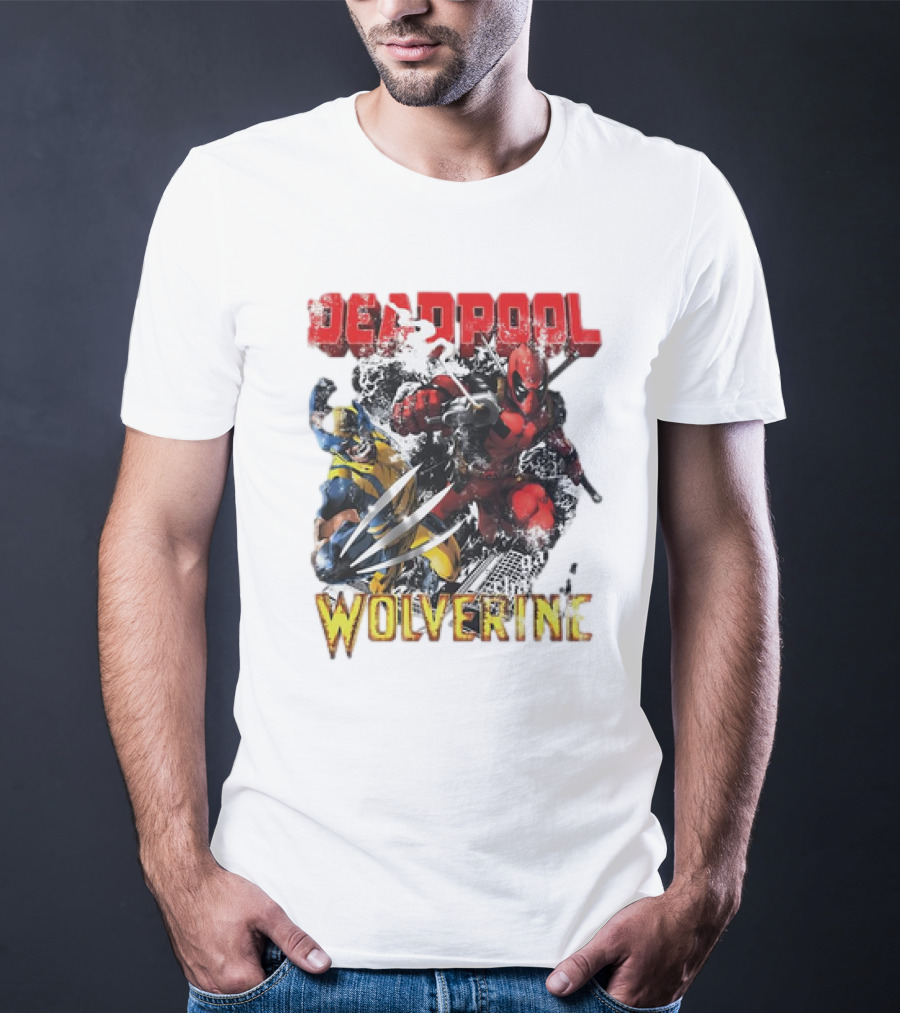Deadpool Wolverine Cartoon Battle Clash T-Shirt