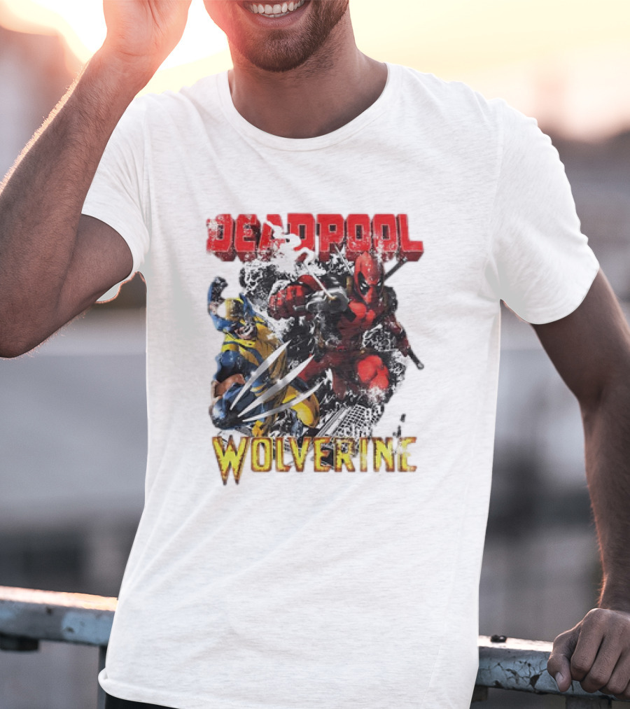 Deadpool Wolverine Cartoon Battle Clash T-Shirt