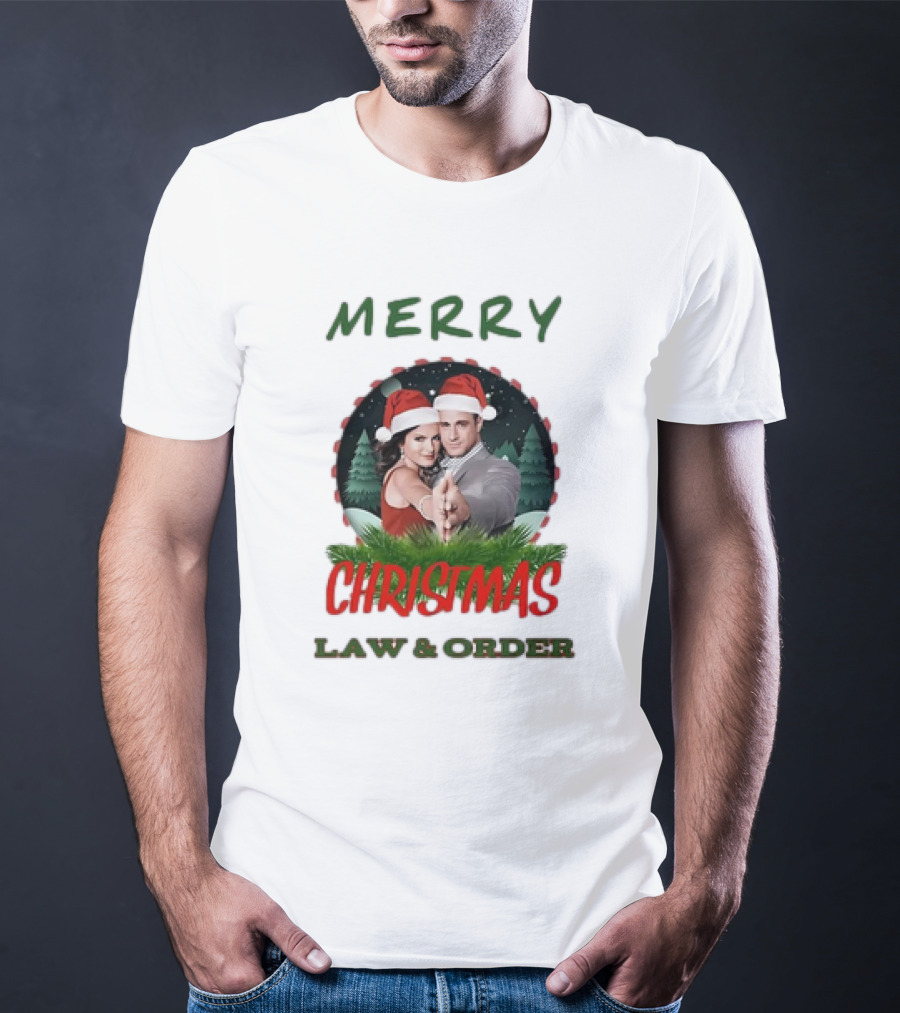 Merry Christmas Law And Order Santa Hats Holiday T-Shirt
