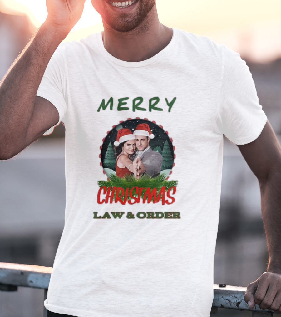 Merry Christmas Law And Order Santa Hats Holiday T-Shirt