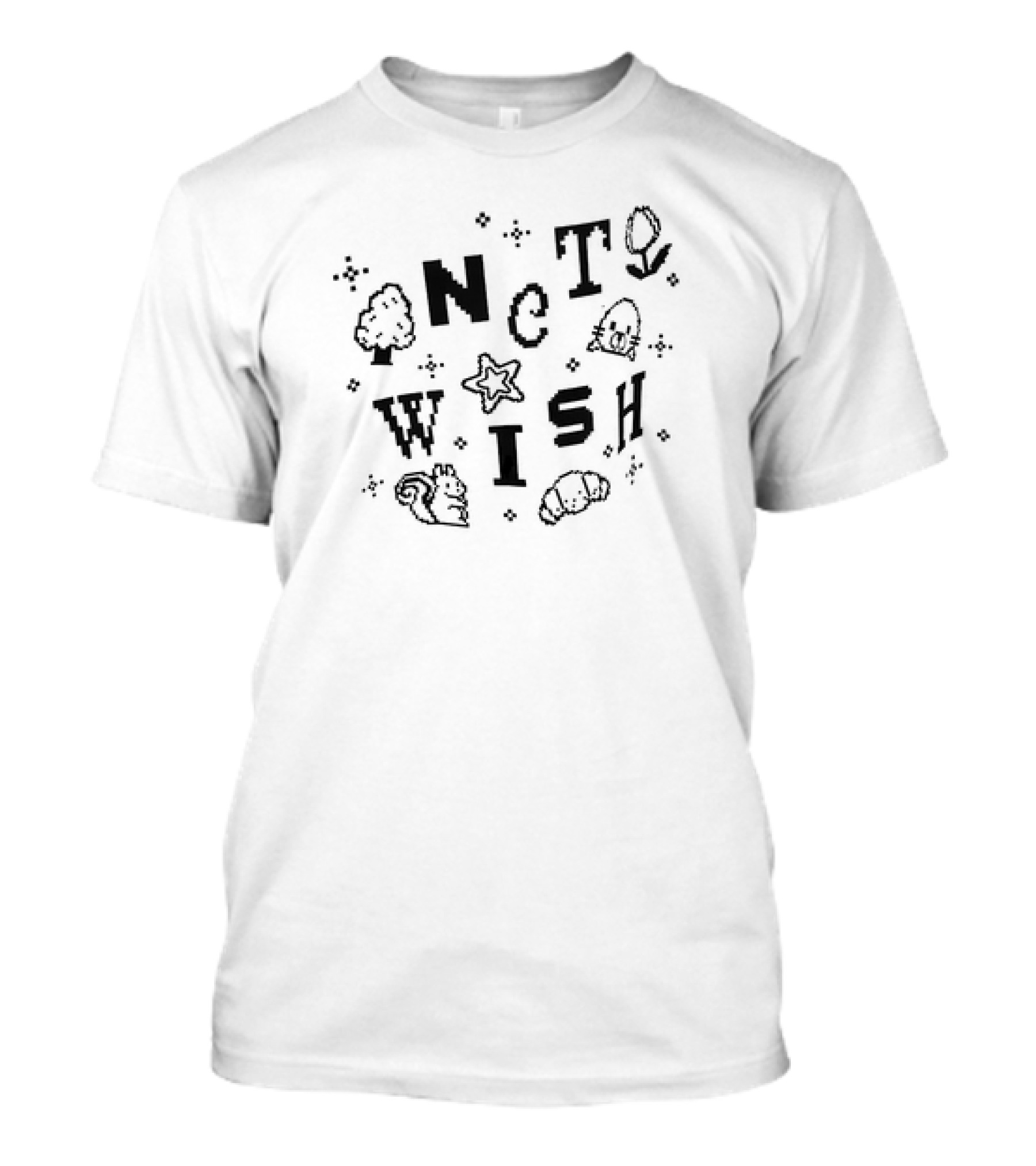 NCT Wish Pixel Tree Star Acorn Squirrel Croissant T-Shirt