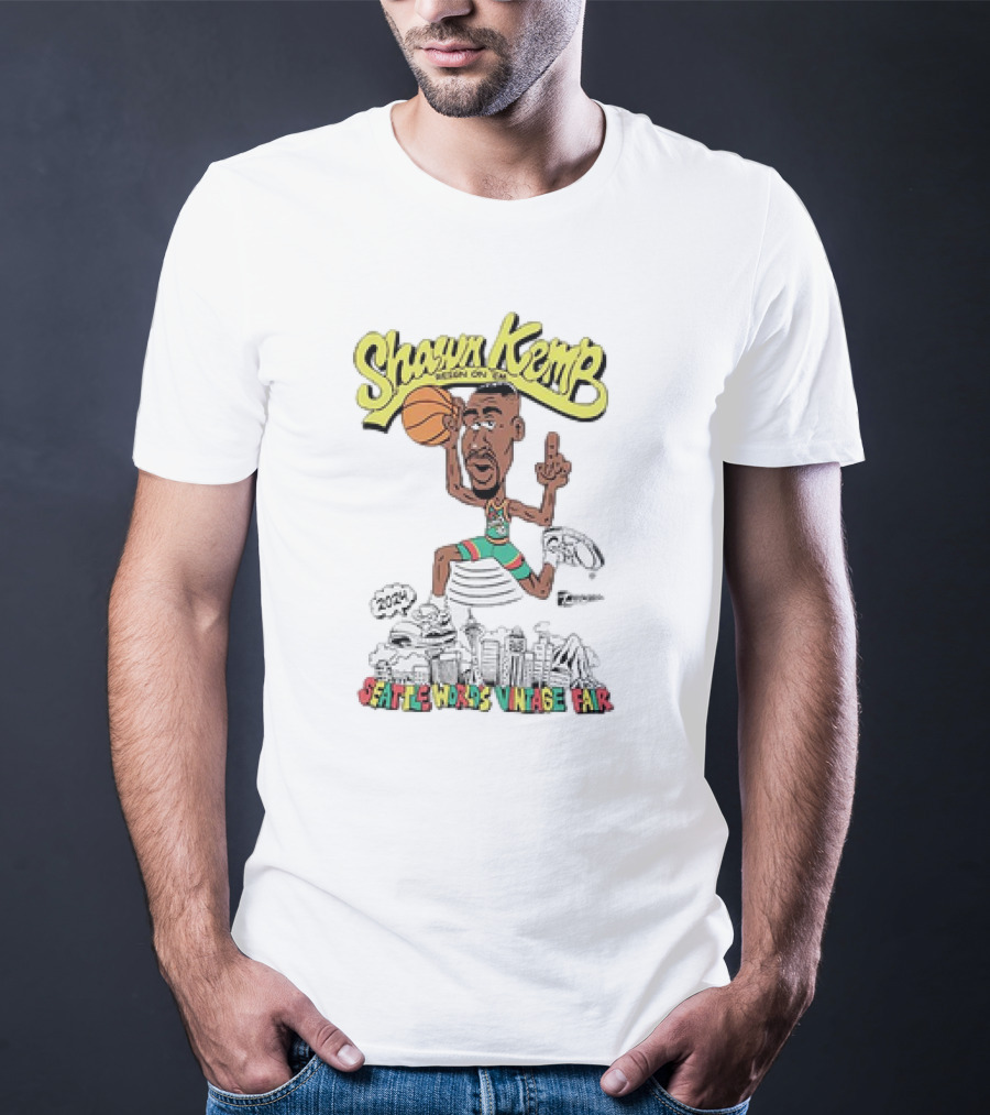 Shawn Kemp Seattle World's Vintage Fair Iconic Basketball T-Shirt