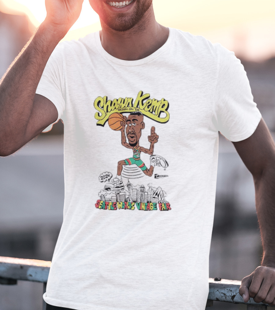 Shawn Kemp Seattle World's Vintage Fair Iconic Basketball T-Shirt