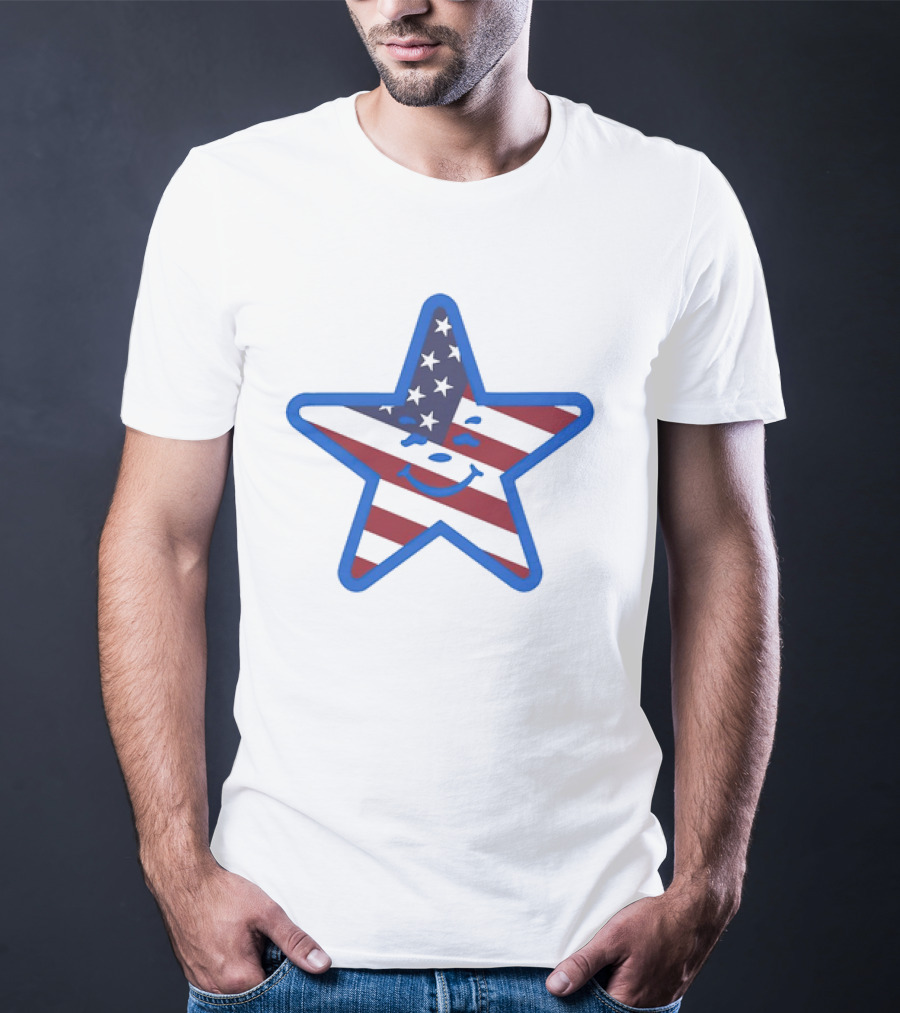 Usa Star Babbitt Revived Patriotic Smiling Star With American Flag T-Shirt