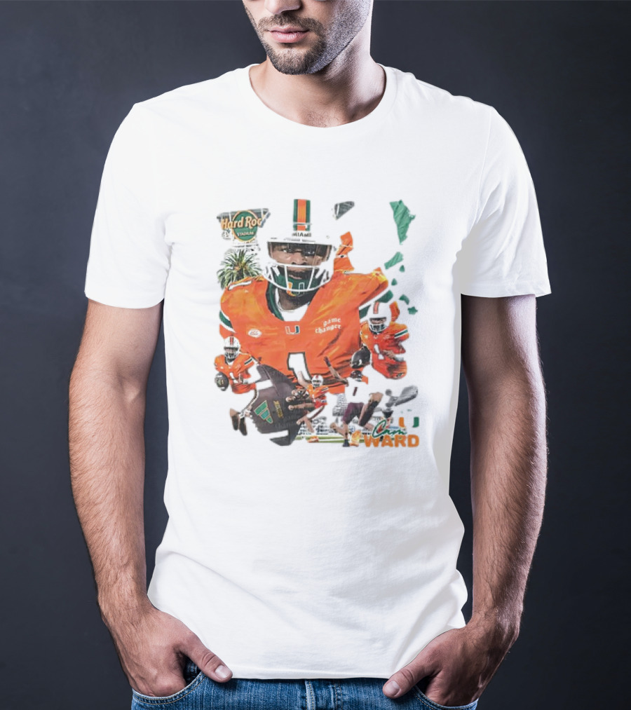 Cam Ward Miami Hurricanes Hard Rock Stadium Football T-Shirt