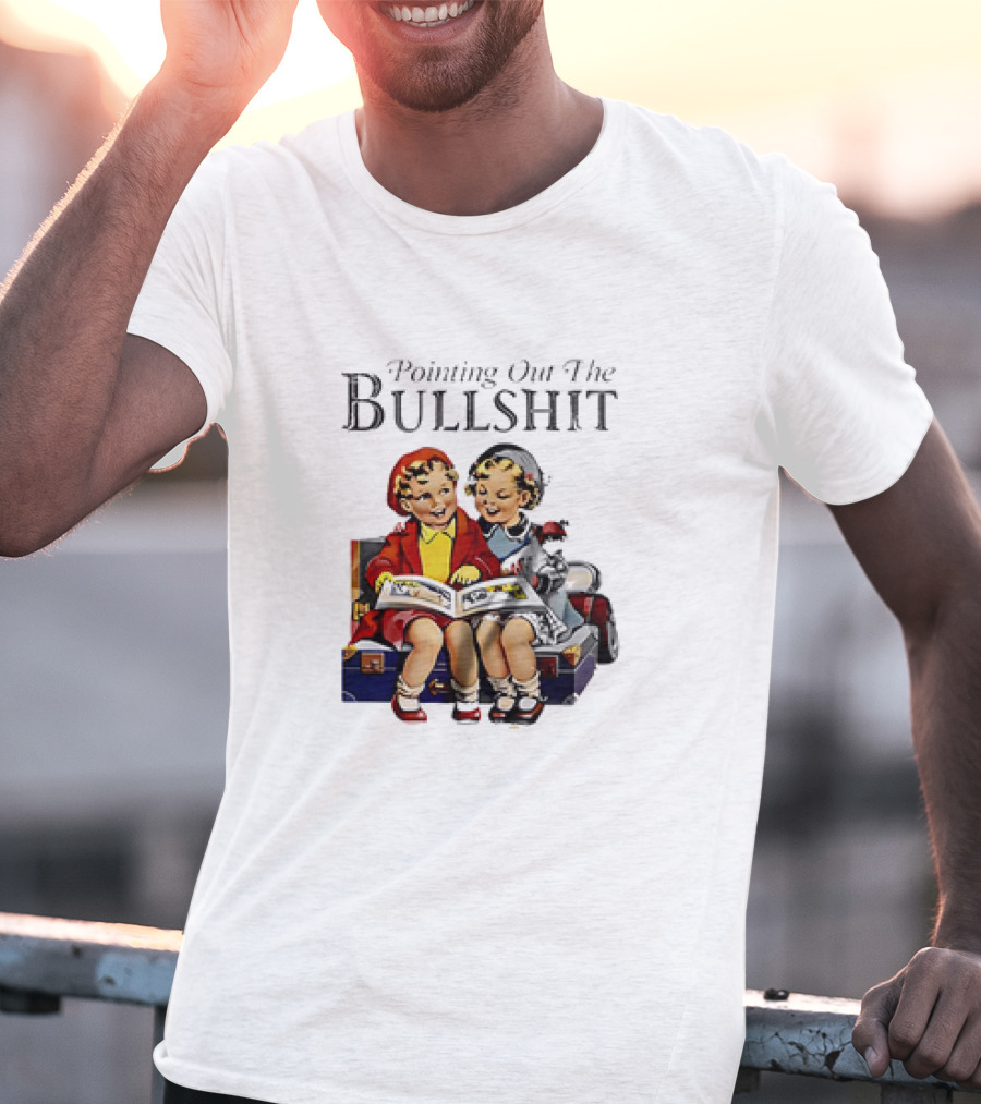 Pointing Out The Bullshit Vintage Comic Style Kids Reading Book T-Shirt