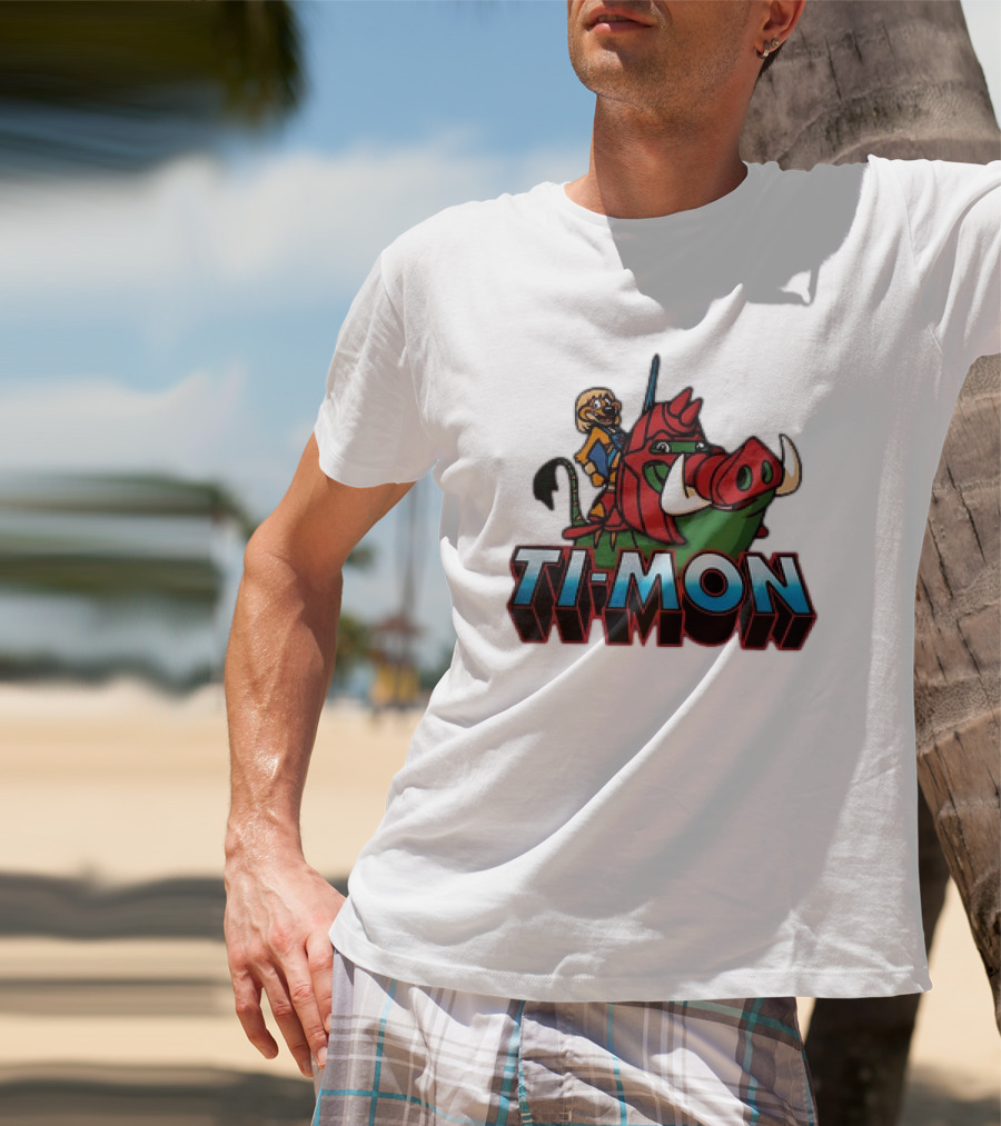 Ti-Mon Timon Riding He-Man Battle Cat Style Pumbaa T-Shirt