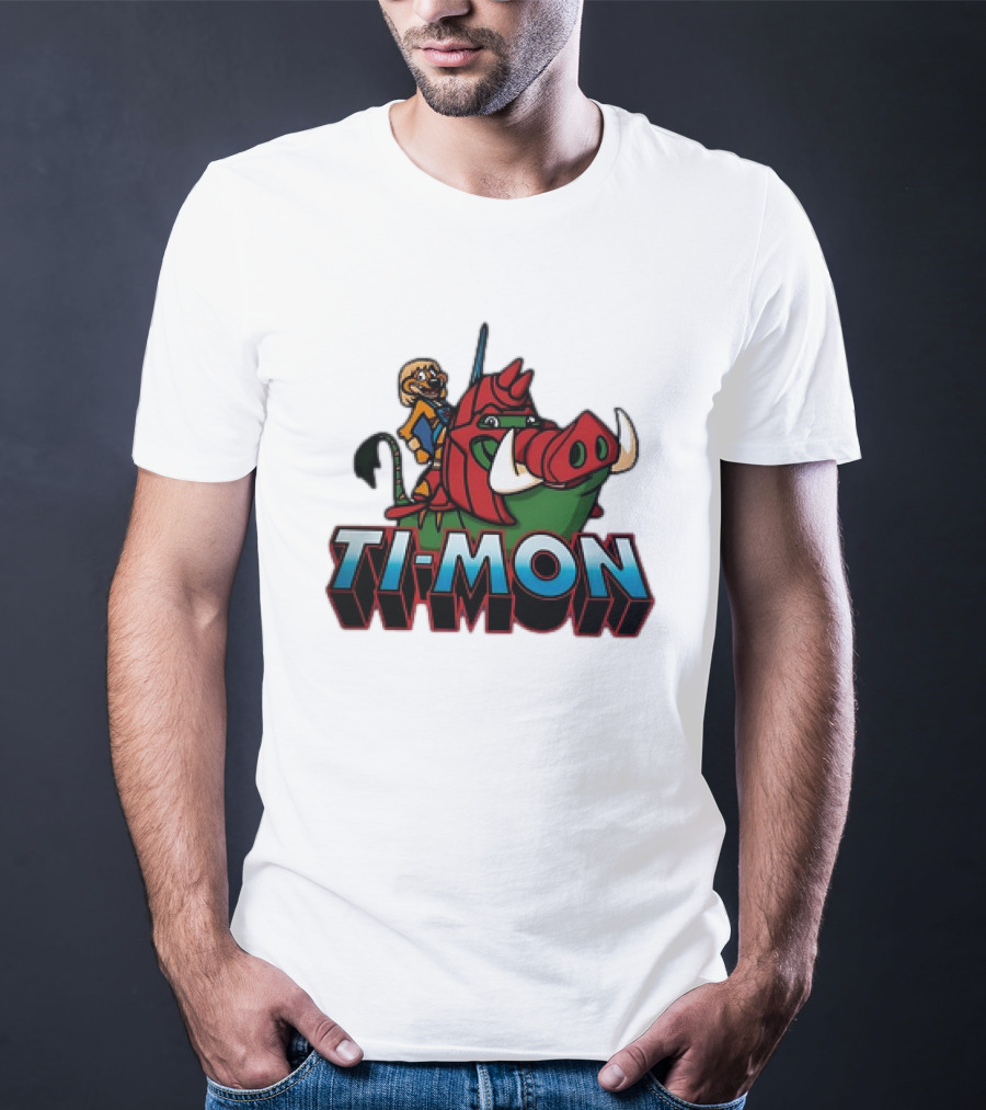 Ti-Mon Timon Riding He-Man Battle Cat Style Pumbaa T-Shirt