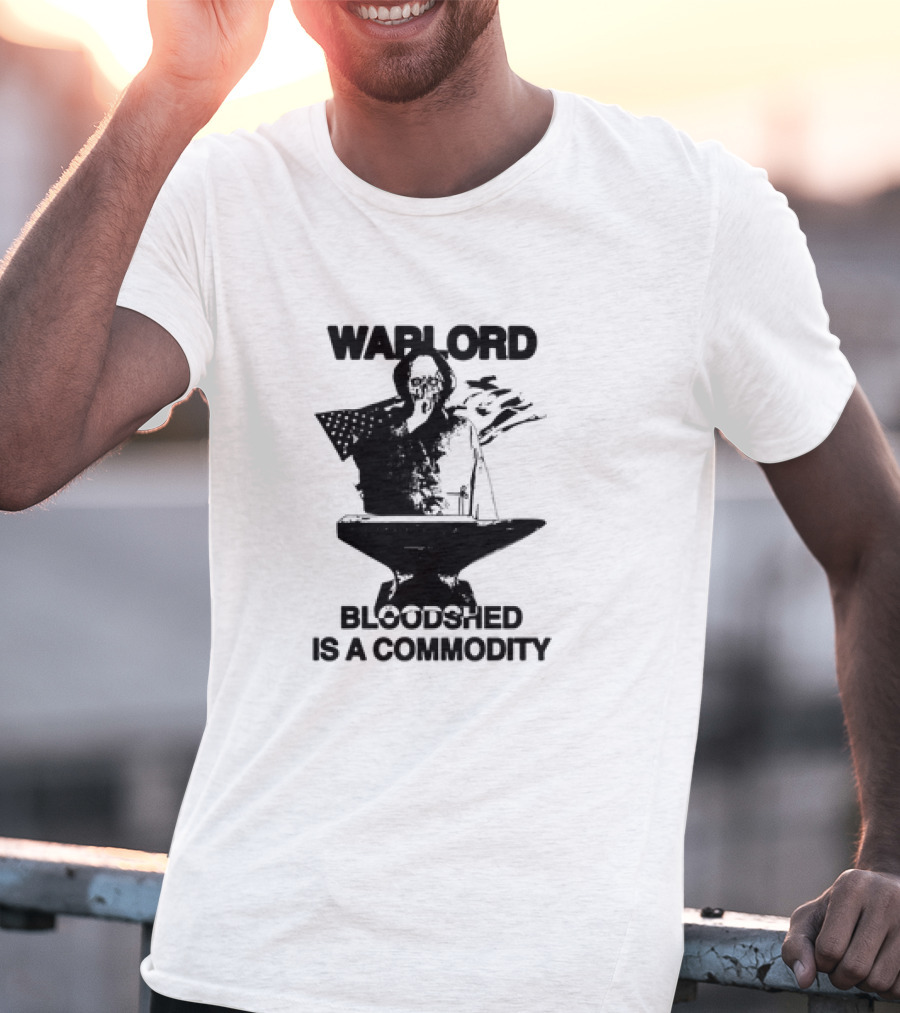 Warlord Bloodshed Is A Commodity Grim Reaper Anvil American Flag T-Shirt