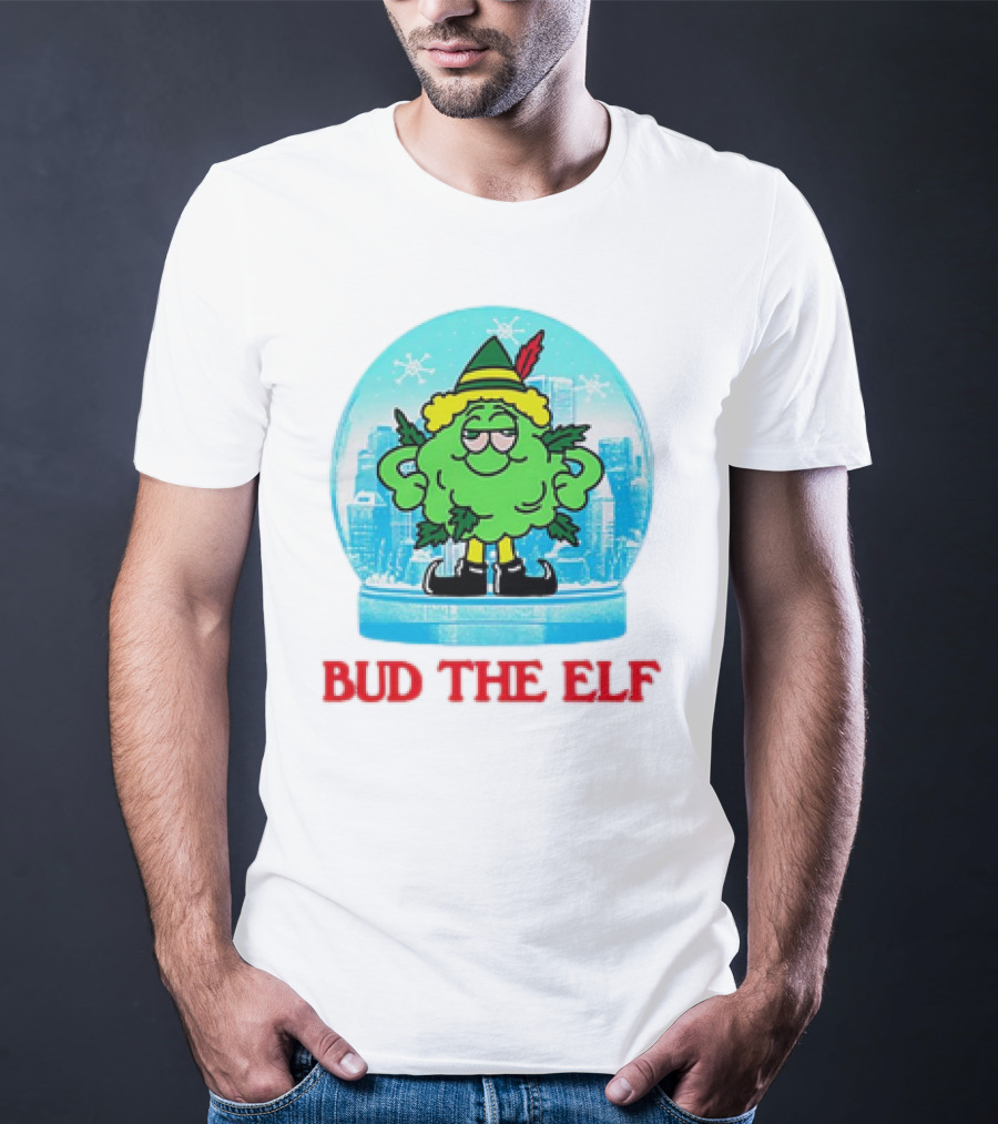 Bud The Elf Christmas Snow Globe Scene T-Shirt