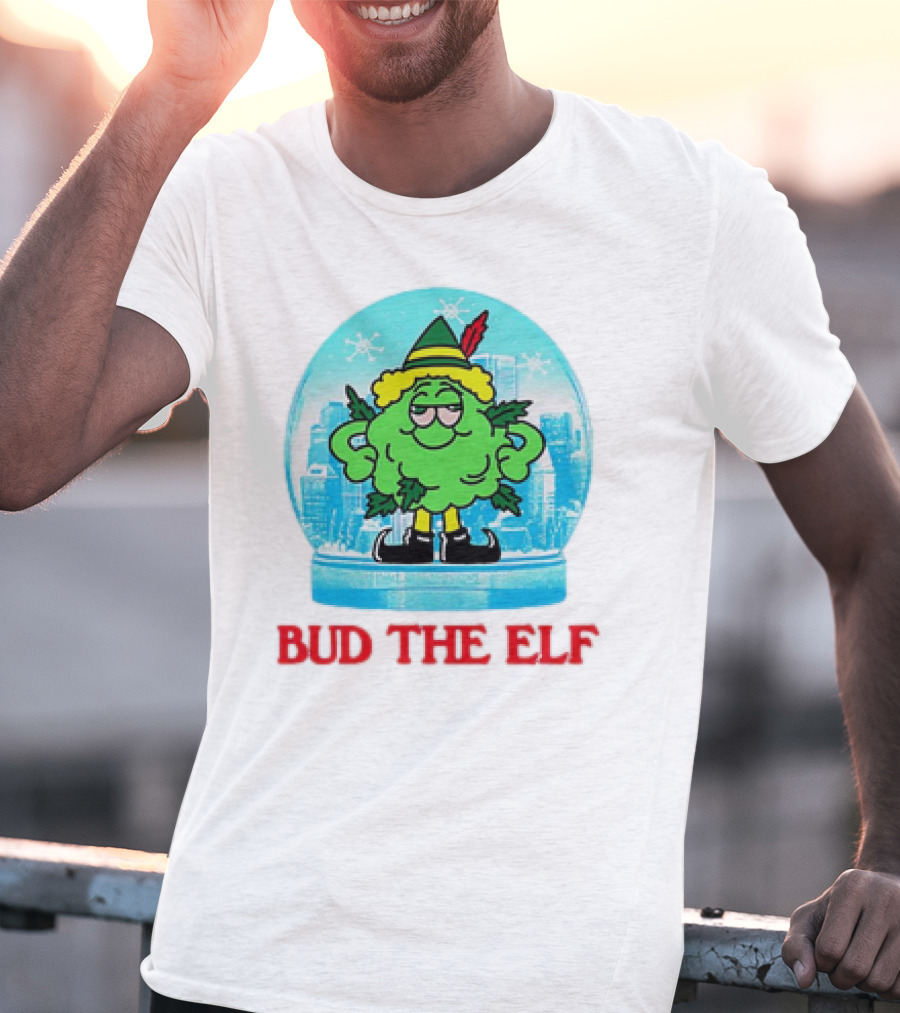 Bud The Elf Christmas Snow Globe Scene T-Shirt