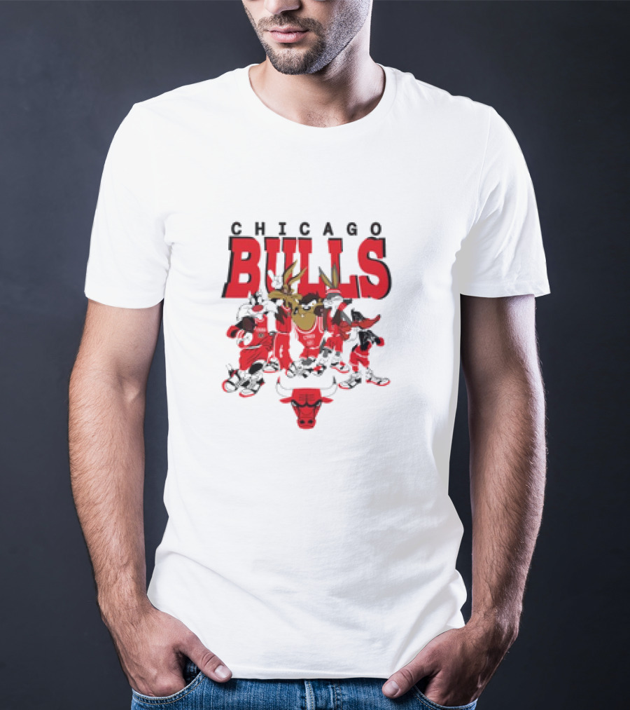 Chicago Bulls Looney Tunes NBA Basketball Cartoon Characters T-Shirt