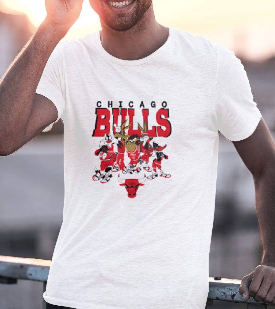 Chicago Bulls Looney Tunes NBA Basketball Cartoon Characters T-Shirt