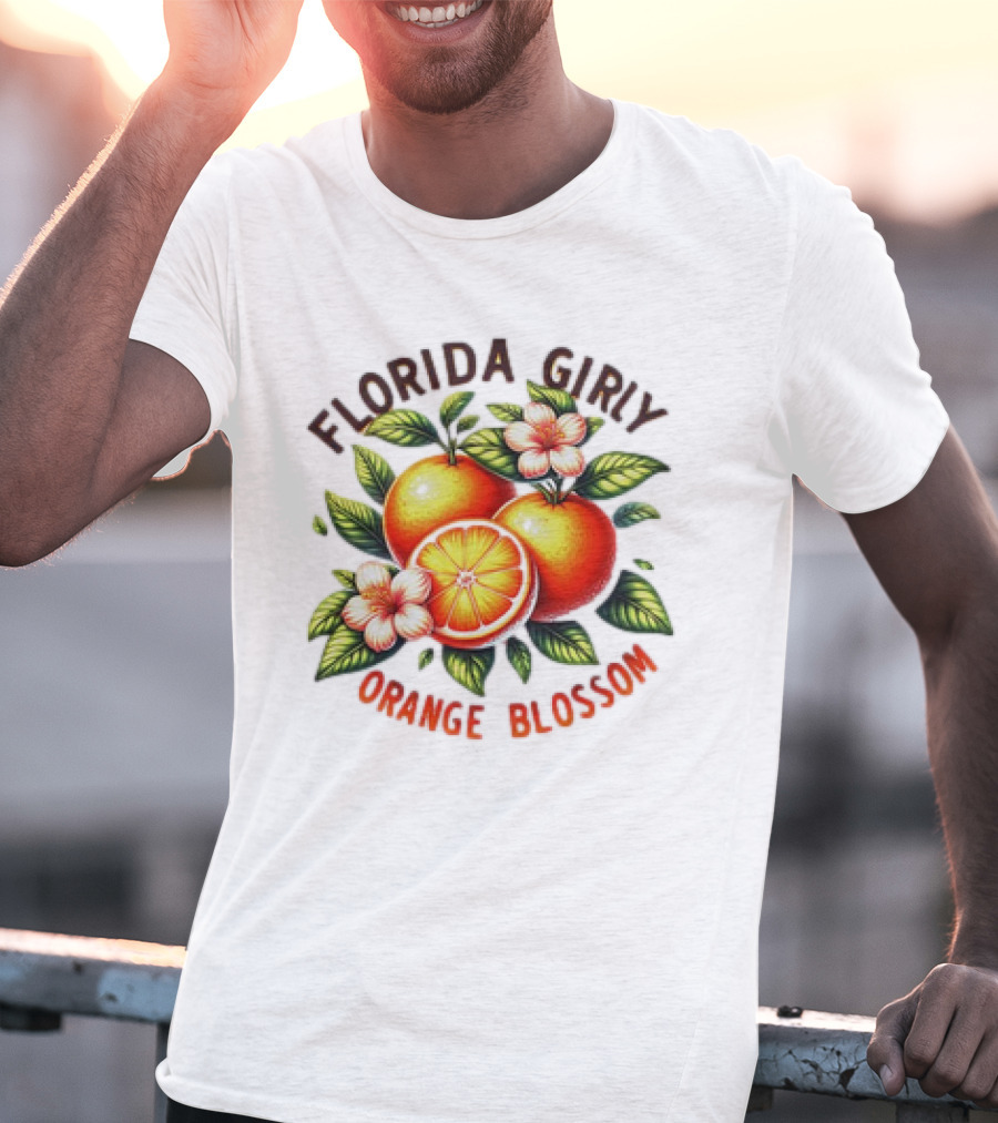 Florida Girly Orange Blossom Vintage Citrus Floral Retro T-Shirt