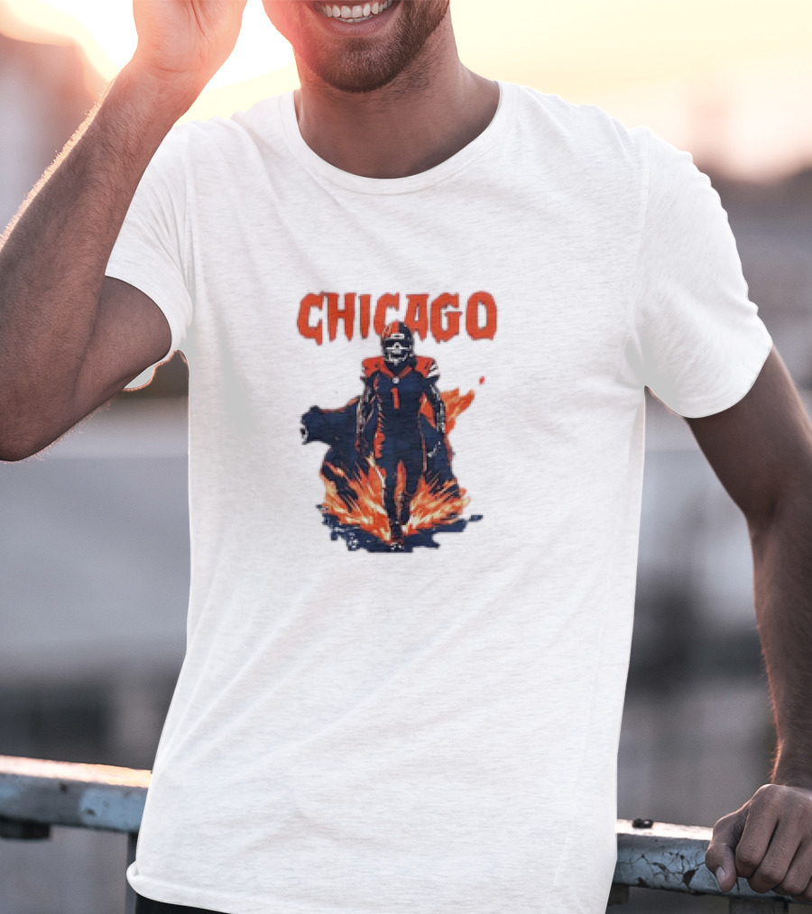 Chicago Bears NFL Fire And Football Fan Gear T-Shirt