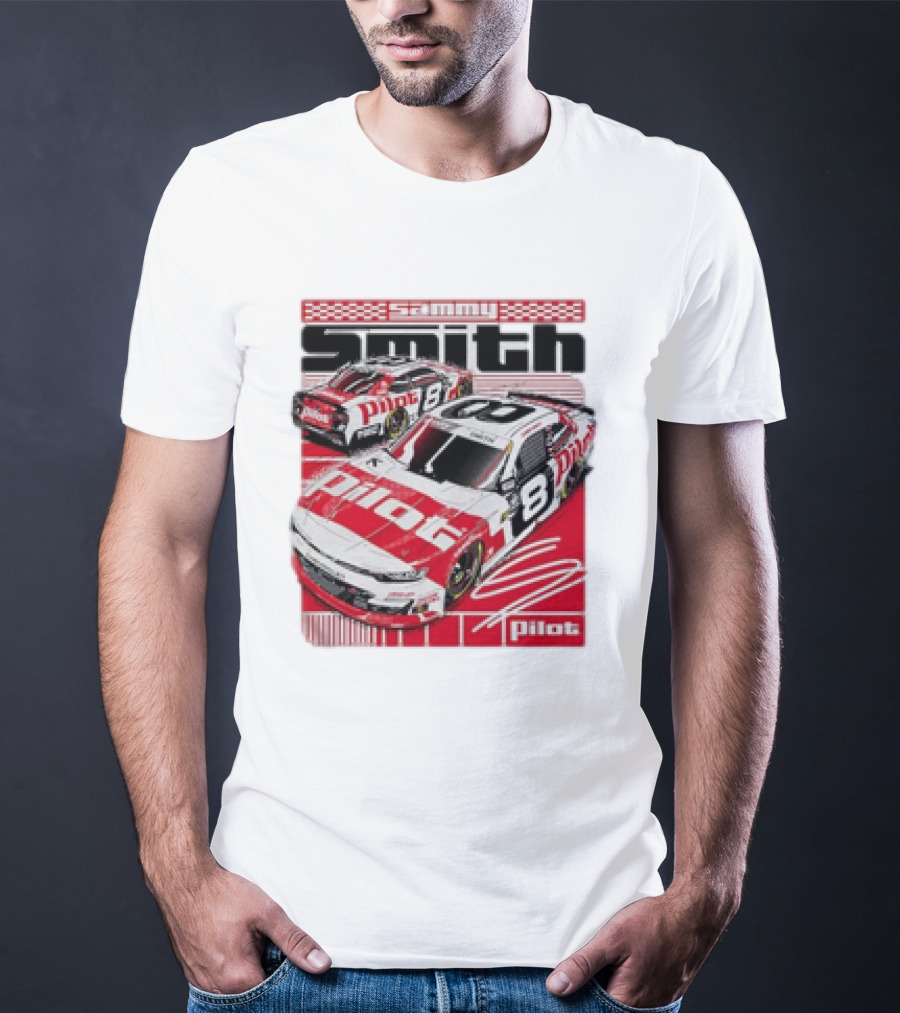 Sammy Smith #8 Pilot Racing Car JR Motorsports Red And White T-Shirt