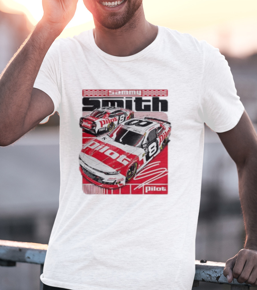Sammy Smith #8 Pilot Racing Car JR Motorsports Red And White T-Shirt