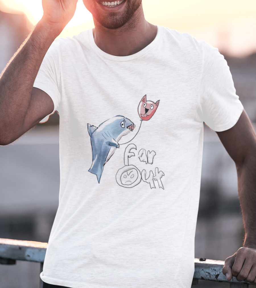 Shark With Cat Balloon Far Out T-Shirt