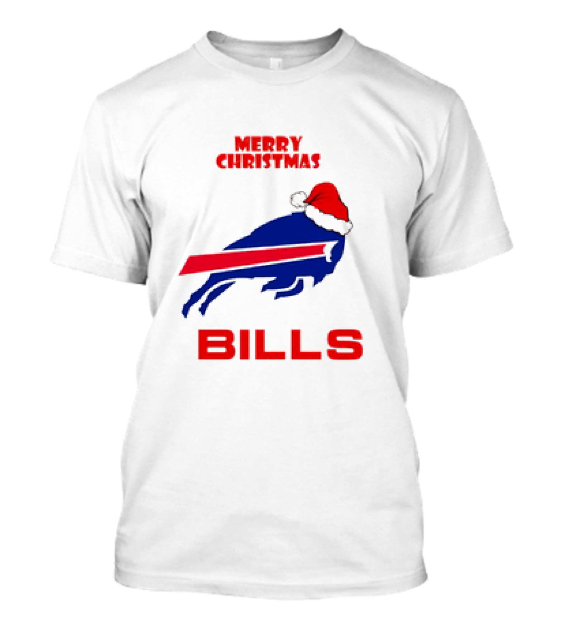 Merry Christmas Bills Santa Hat Logo Football Fan Gear T-Shirt