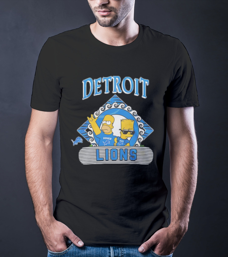 Homer Simpson Bart Simpson Detroit Lions NFL Funday Football T-Shirt