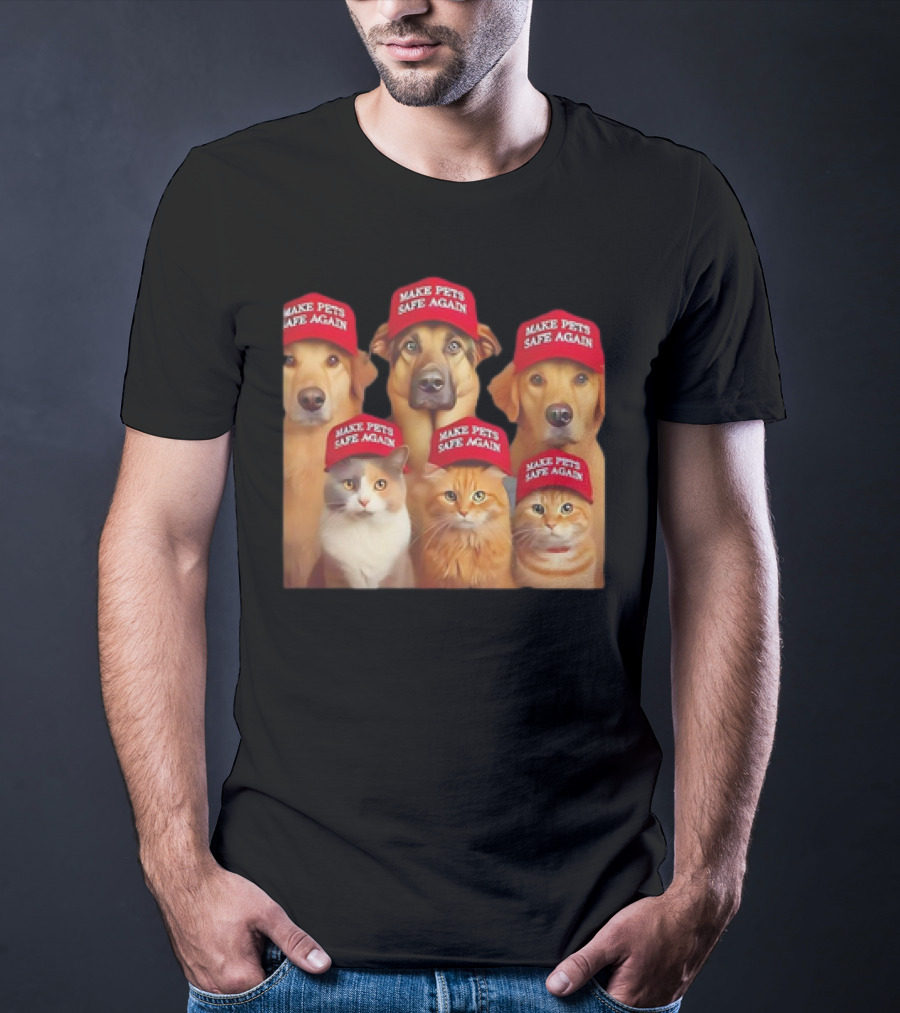 Make Pets Safe Again Red Hat Dogs And Cats T-Shirt