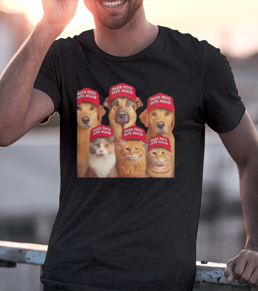 Make Pets Safe Again Red Hat Dogs And Cats T-Shirt
