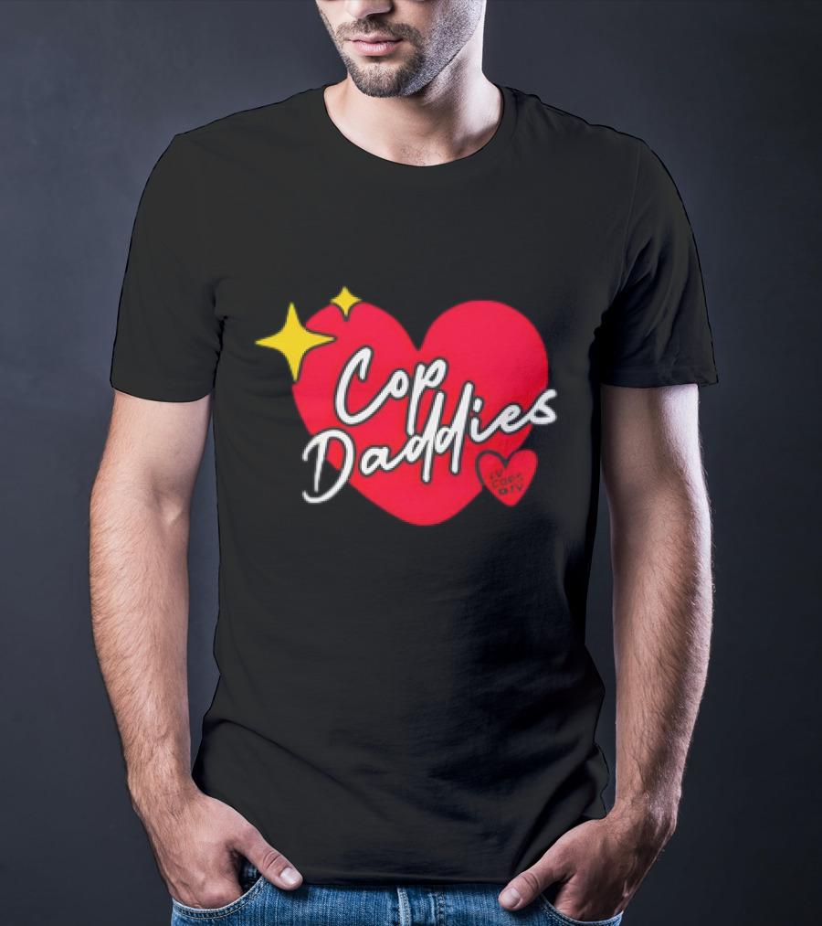 Cop Daddies Heart I Love Cops Girl Stars T-Shirt